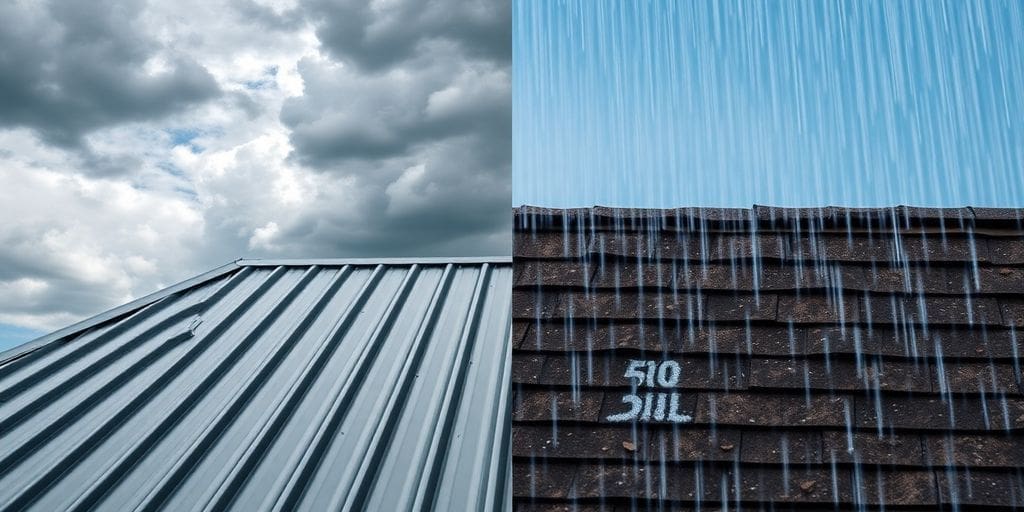 Metal roof and shingles enduring a stormy Fort Lauderdale